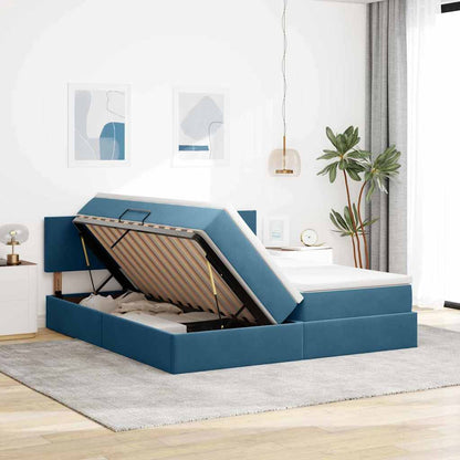vidaXL Aufbewahrungsbett mit Matratze Dunkelblau 100 x 200 cm