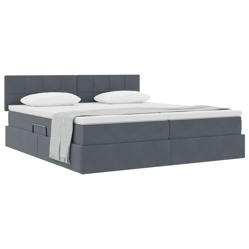 vidaXL Aufbewahrungsbett mit Matratze Dunkelgrau 100 x 200 cm