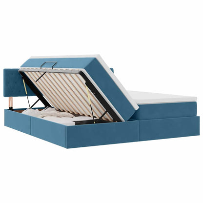 Aufbewahrungsbett mit Matratze Dunkelblau 90 x 200 cm