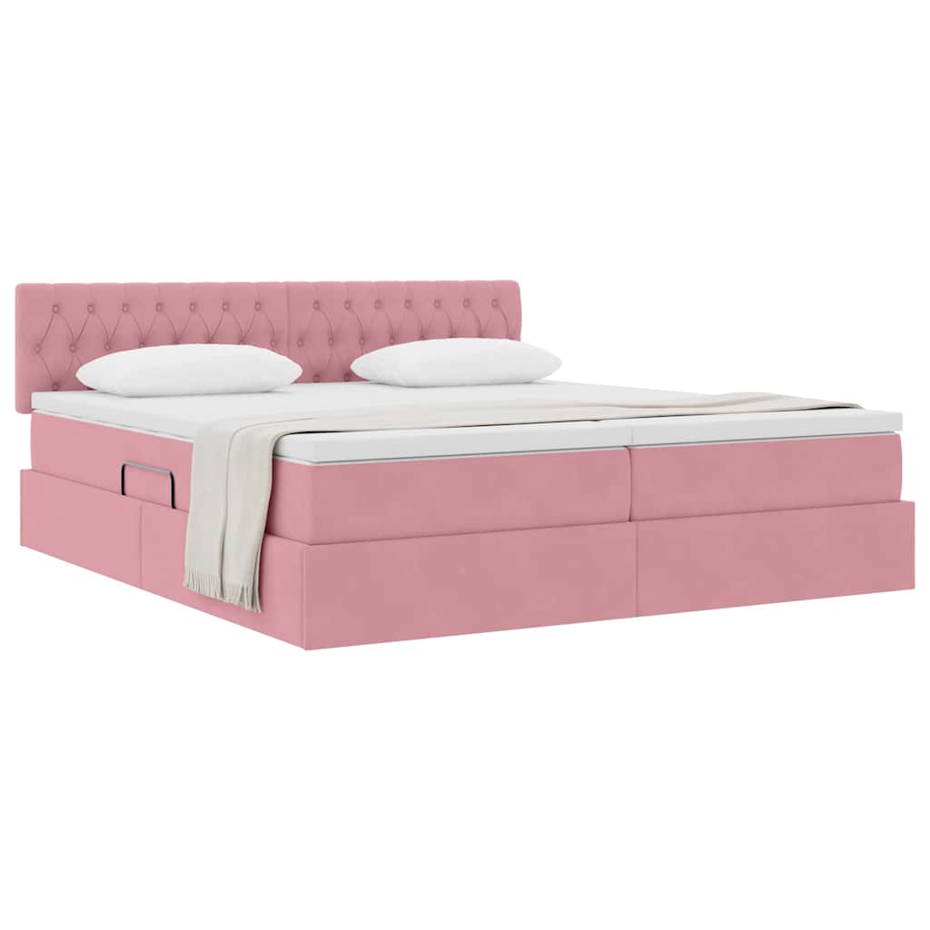 vidaXL Aufbewahrungsbett mit Matratze mit Kopfteil Rosa 90 x 200 cm