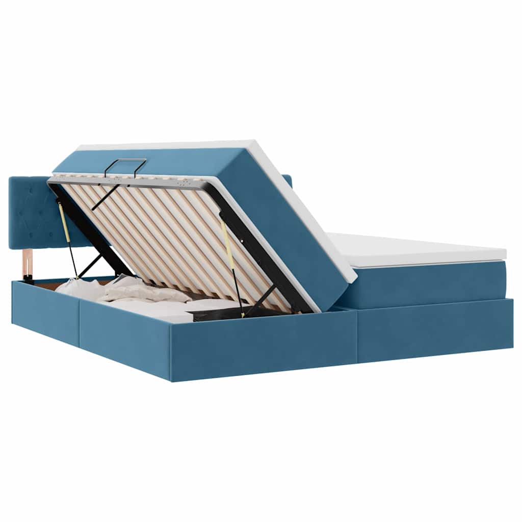 Aufbewahrungsbett mit Matratze Dunkelblau 100 x 200 cm