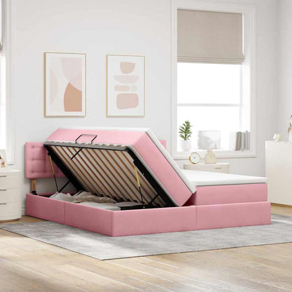 vidaXL Aufbewahrungsbett mit Matratze mit Kopfteil Rosa 100 x 200 cm