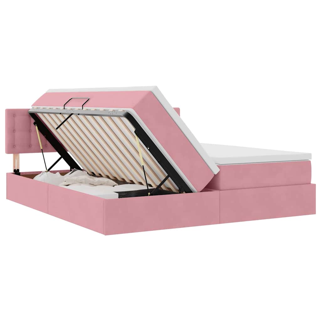vidaXL Aufbewahrungsbett mit Matratze mit Kopfteil Rosa 100 x 200 cm