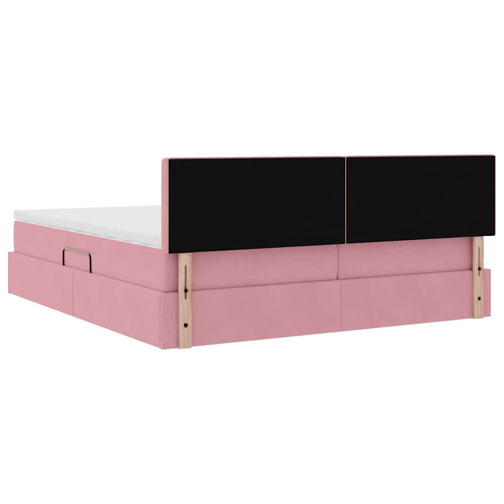 vidaXL Aufbewahrungsbett mit Matratze mit Kopfteil Rosa 100 x 200 cm