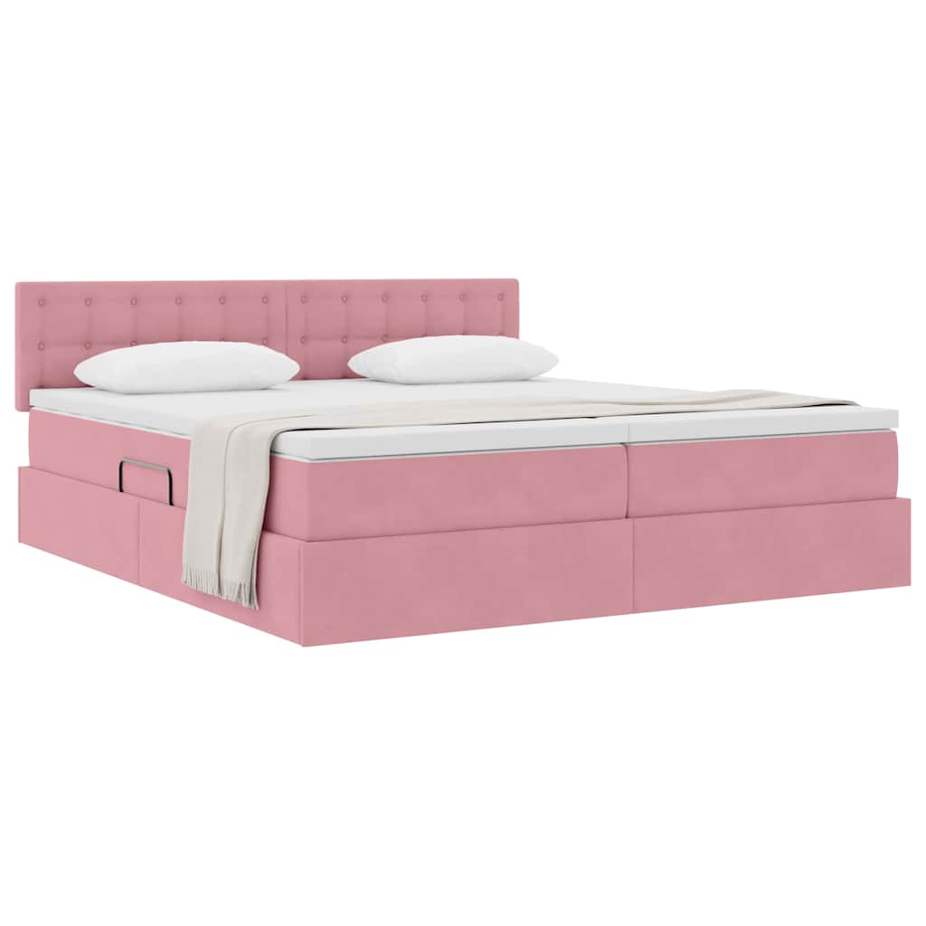 vidaXL Aufbewahrungsbett mit Matratze mit Kopfteil Rosa 100 x 200 cm