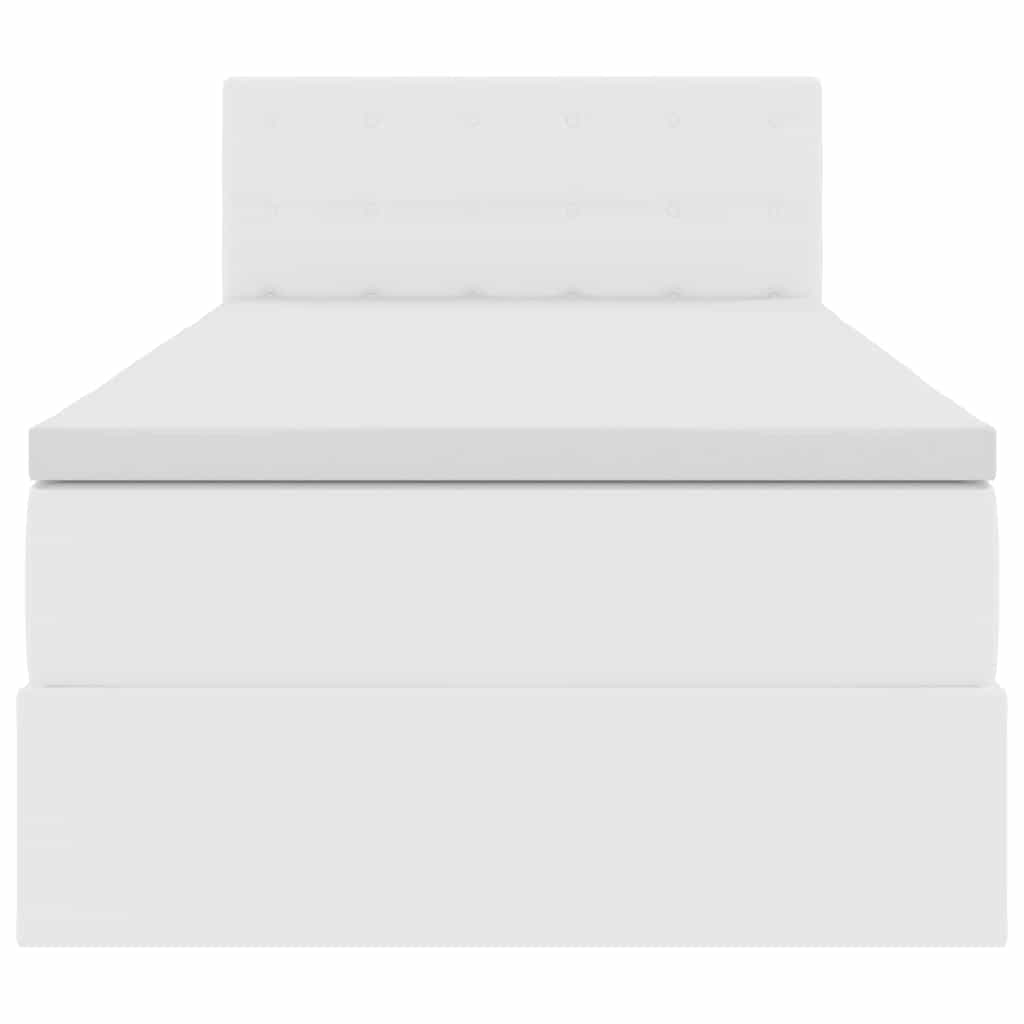 Bett mit Stauraum und LED Reinweiß 100 x 200 cm Kunstleder