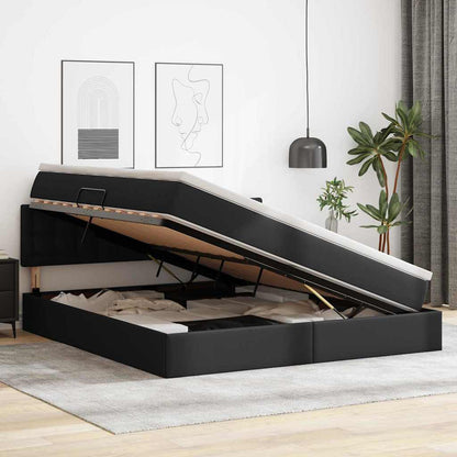 vidaXL Bett mit Stauraum und LED Schwarz 160 x 200 cm Kunstleder