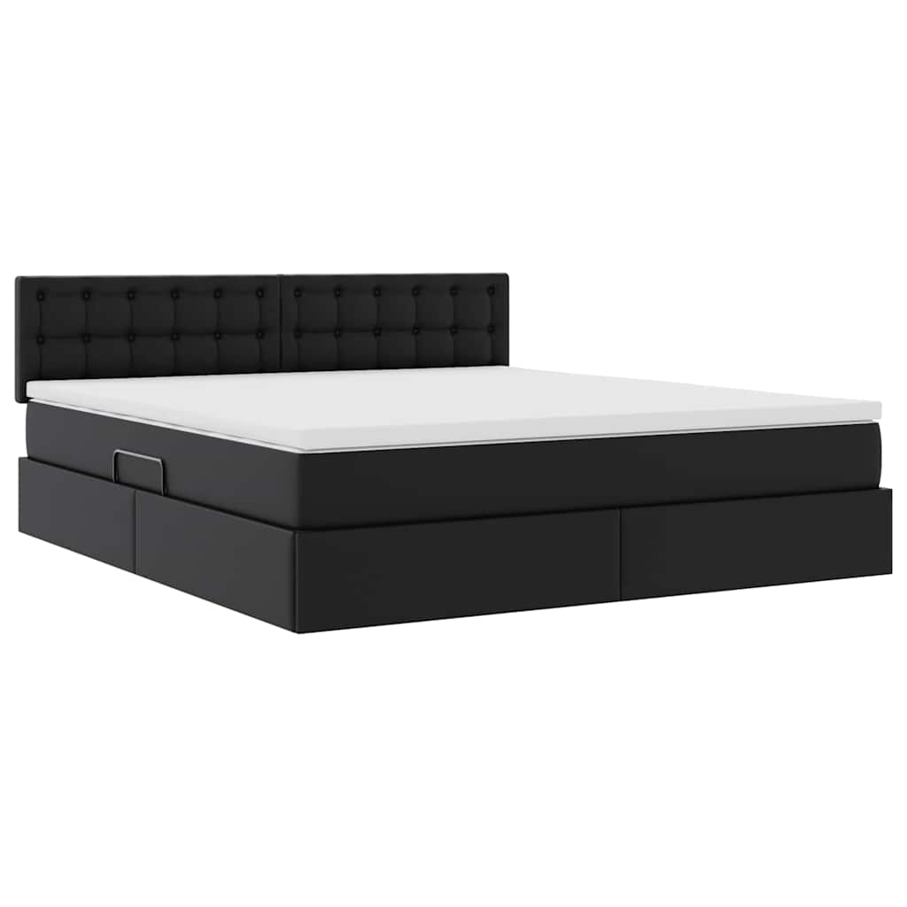 vidaXL Bett mit Stauraum und LED Schwarz 160 x 200 cm Kunstleder