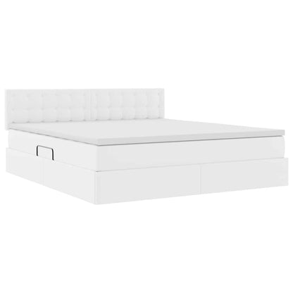 vidaXL Bett mit Stauraum und LED Reinweiß 160 x 200 cm Kunstleder