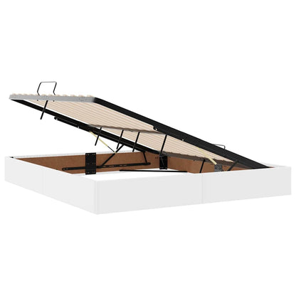 vidaXL Bett mit Stauraum und LED Reinweiß 160 x 200 cm Kunstleder