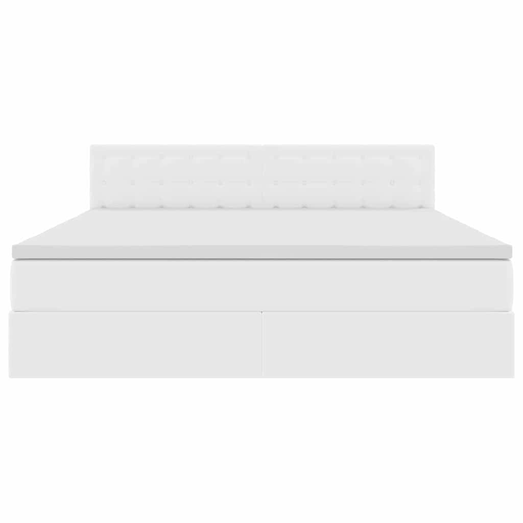 vidaXL Bett mit Stauraum und LED Reinweiß 160 x 200 cm Kunstleder