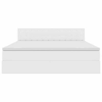 vidaXL Bett mit Stauraum und LED Reinweiß 160 x 200 cm Kunstleder