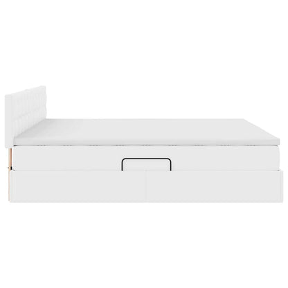 vidaXL Bett mit Stauraum und LED Reinweiß 160 x 200 cm Kunstleder