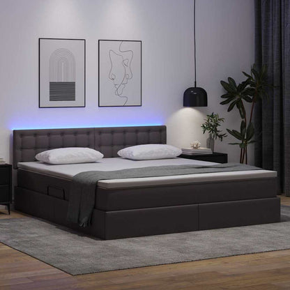 vidaXL Bett mit Stauraum und LED mit LED Grau 160 x 200 cm Kunstleder