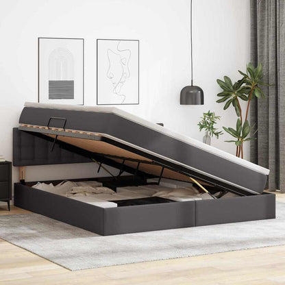 vidaXL Bett mit Stauraum und LED mit LED Grau 160 x 200 cm Kunstleder
