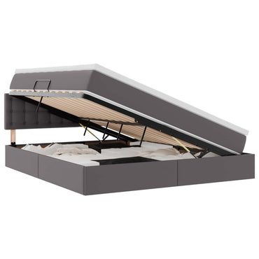 vidaXL Bett mit Stauraum und LED mit LED Grau 160 x 200 cm Kunstleder