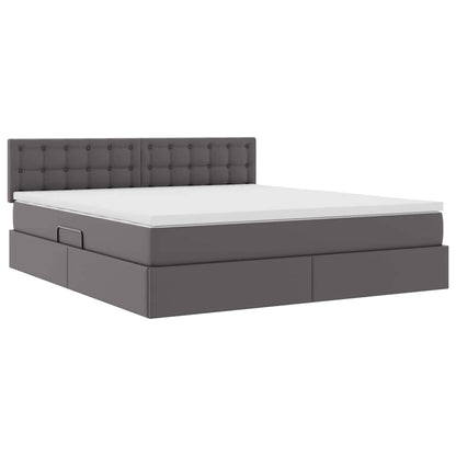 vidaXL Bett mit Stauraum und LED mit LED Grau 160 x 200 cm Kunstleder