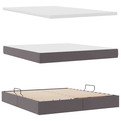 vidaXL Bett mit Stauraum und LED mit LED Grau 160 x 200 cm Kunstleder