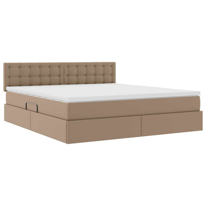 vidaXL Bett mit Stauraum und LED Cappuccino 160 x 200 cm Kunstleder