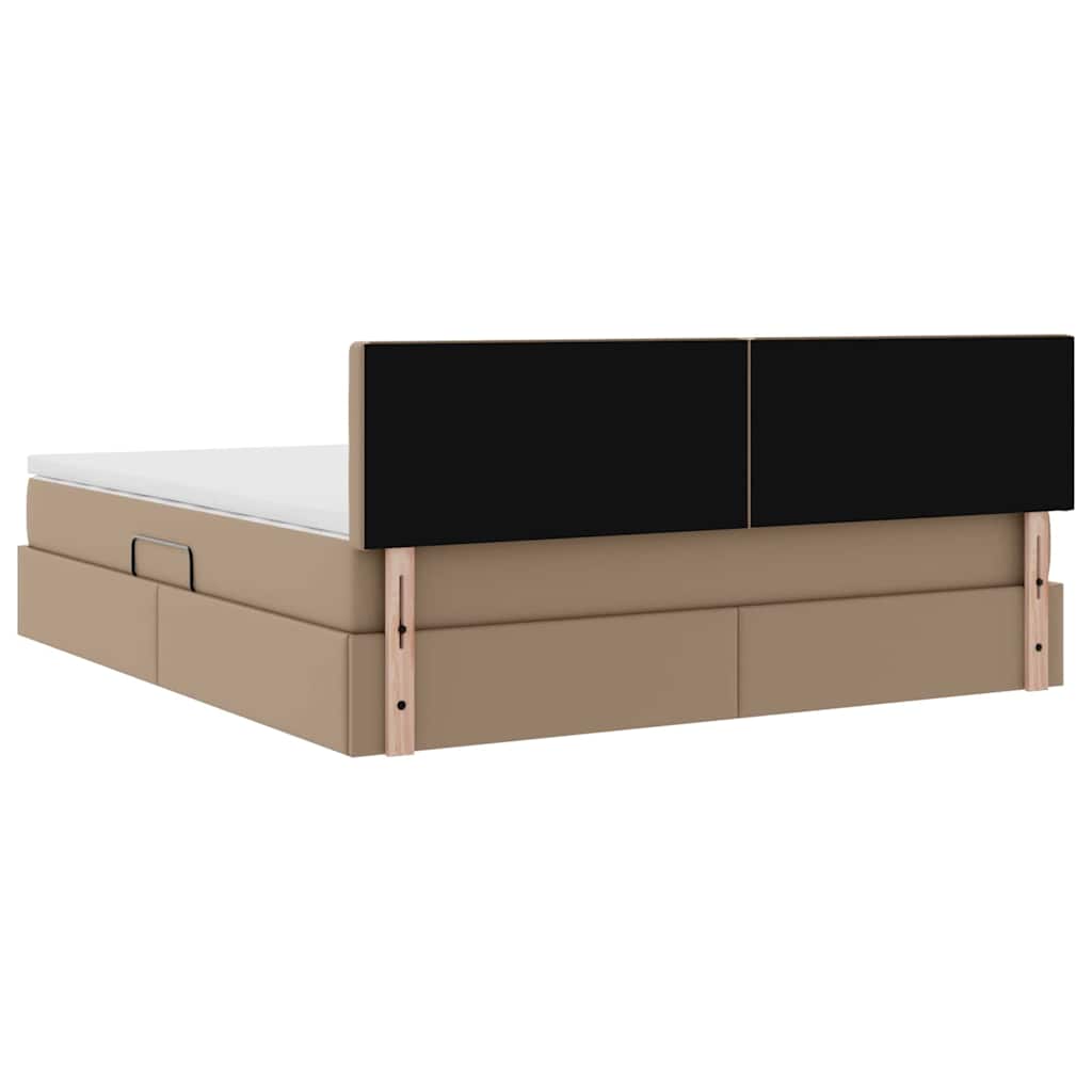 vidaXL Bett mit Stauraum und LED Cappuccino 160 x 200 cm Kunstleder
