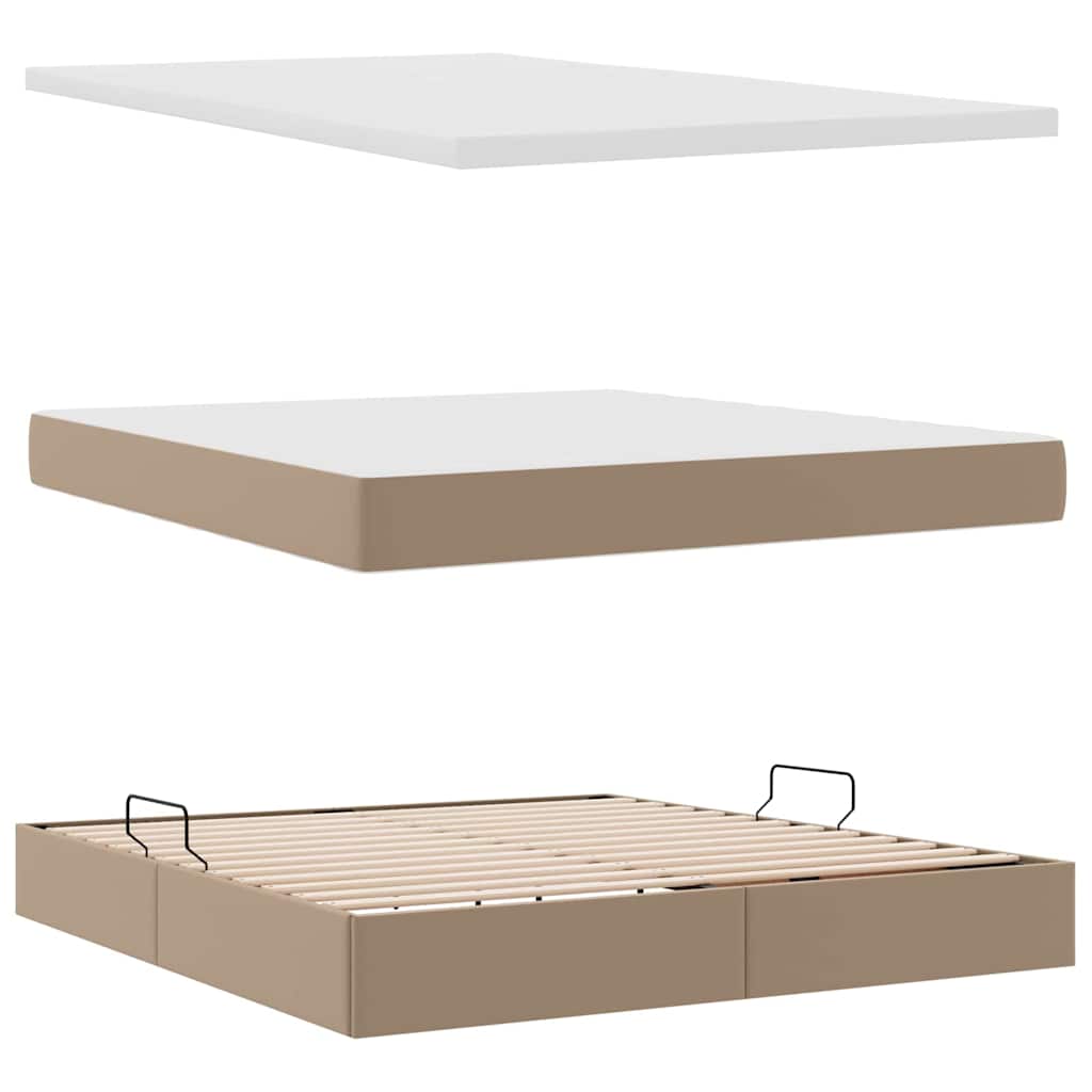 vidaXL Bett mit Stauraum und LED Cappuccino 160 x 200 cm Kunstleder