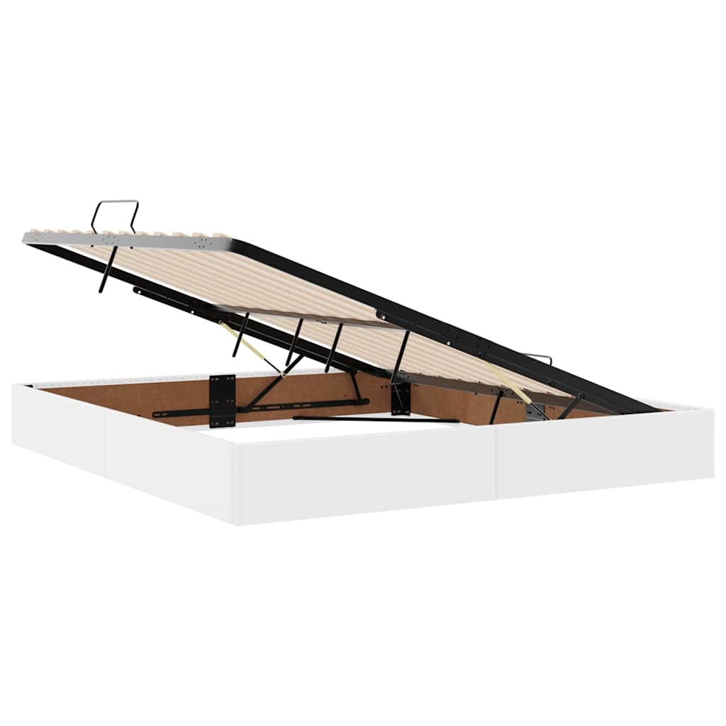 Bett mit Stauraum und LED Reinweiß 180 x 200 cm Kunstleder