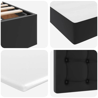 vidaXL Bett mit Stauraum und LED Hellgrau 200 x 200 cm Kunstleder