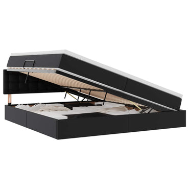 vidaXL Bett mit Stauraum und LED Hellgrau 200 x 200 cm Kunstleder
