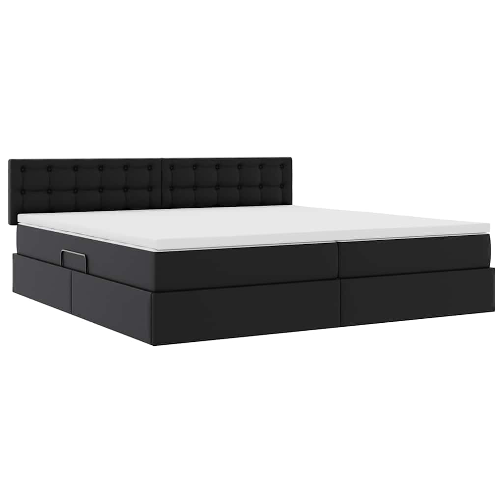 Bett mit Stauraum und LED Hellgrau 200 x 200 cm Kunstleder