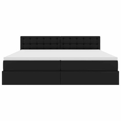 Bett mit Stauraum und LED Hellgrau 200 x 200 cm Kunstleder