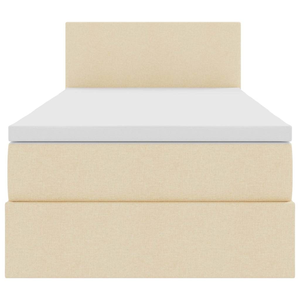 Bett mit Stauraum und LED mit Matratze Creme 90 x 190 cm Stoff