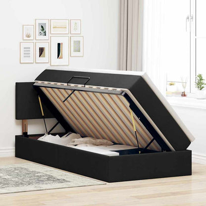 vidaXL Bett mit Stauraum und LED mit LED Schwarz 90 x 200 cm Stoff