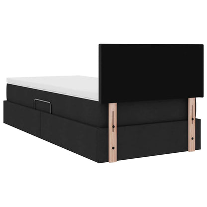 vidaXL Bett mit Stauraum und LED mit LED Schwarz 90 x 200 cm Stoff