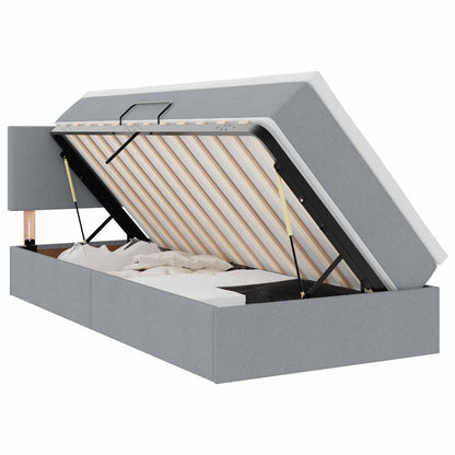 vidaXL Bett mit Stauraum und LED mit LED Hellgrau 100 x 200 cm Stoff