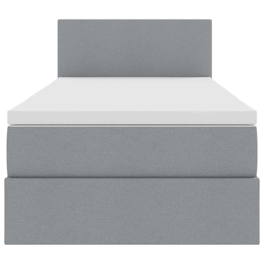 vidaXL Bett mit Stauraum und LED mit LED Hellgrau 100 x 200 cm Stoff