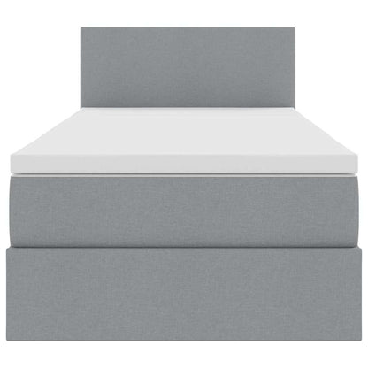 vidaXL Bett mit Stauraum und LED mit LED Hellgrau 100 x 200 cm Stoff