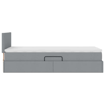vidaXL Bett mit Stauraum und LED mit LED Hellgrau 100 x 200 cm Stoff