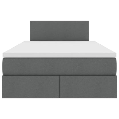 Bett mit Stauraum und LED mit LED Dunkelgrau 120 x 190 cm Stoff