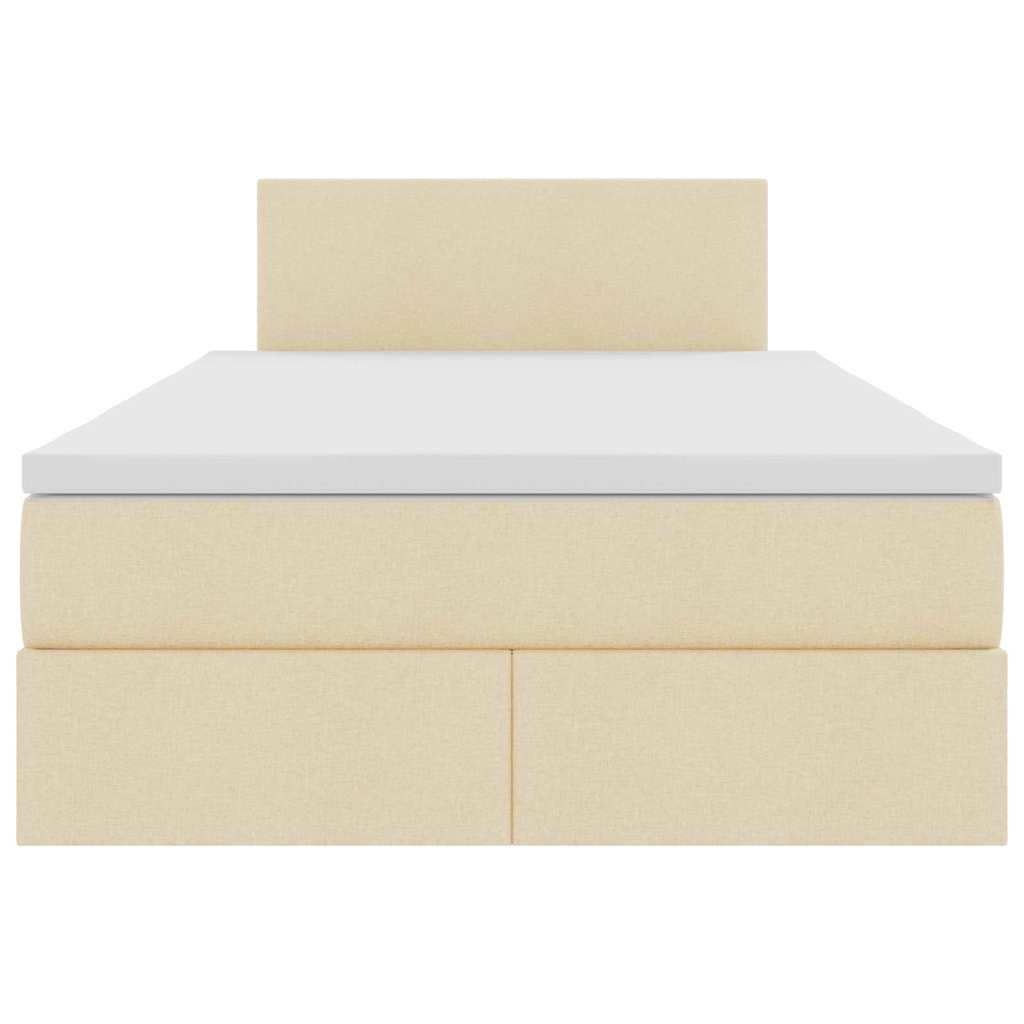 Bett mit Stauraum und LED mit Matratze Creme 120 x 200 cm Stoff