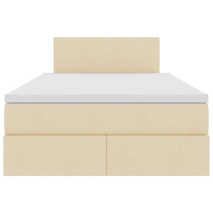 Bett mit Stauraum und LED mit Matratze Creme 120 x 200 cm Stoff