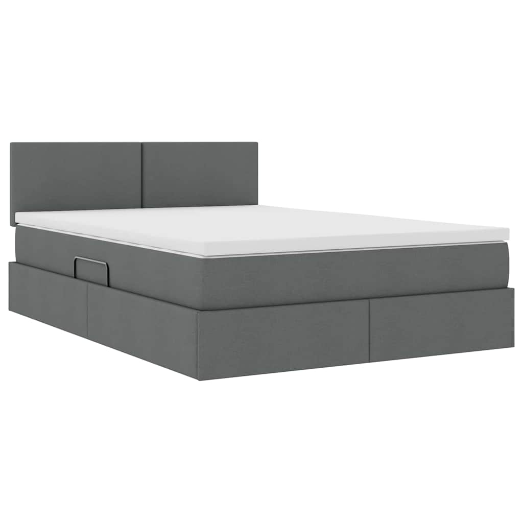 vidaXL Bett mit Stauraum und LED mit LED Dunkelgrau 140 x 190 cm Stoff
