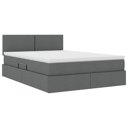 vidaXL Bett mit Stauraum und LED mit LED Dunkelgrau 140 x 190 cm Stoff