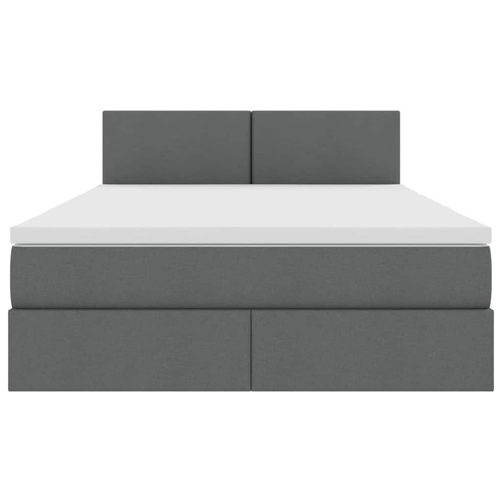 vidaXL Bett mit Stauraum und LED mit LED Dunkelgrau 140 x 190 cm Stoff