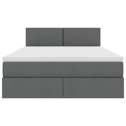 vidaXL Bett mit Stauraum und LED mit LED Dunkelgrau 140 x 190 cm Stoff
