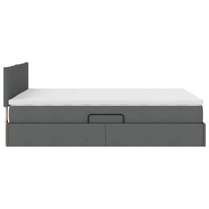 vidaXL Bett mit Stauraum und LED mit LED Dunkelgrau 140 x 190 cm Stoff