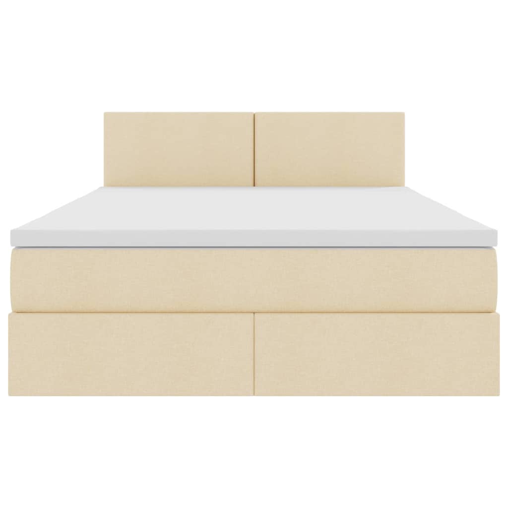 Bett mit Stauraum und LED mit Matratze Creme 140 x 200 cm Stoff