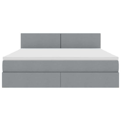vidaXL Bett mit Stauraum und LED mit LED Hellgrau 160 x 200 cm Stoff