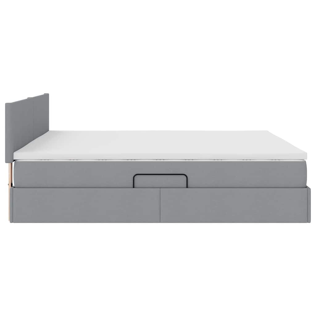 vidaXL Bett mit Stauraum und LED mit LED Hellgrau 160 x 200 cm Stoff