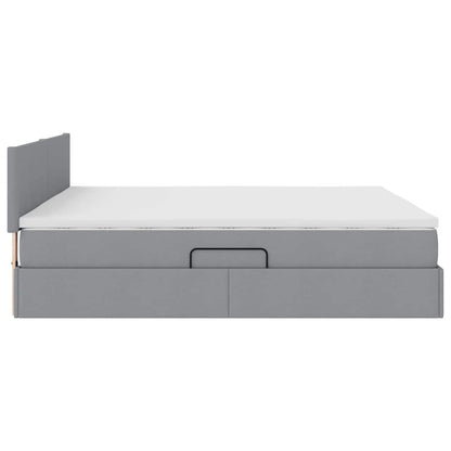 vidaXL Bett mit Stauraum und LED mit LED Hellgrau 160 x 200 cm Stoff