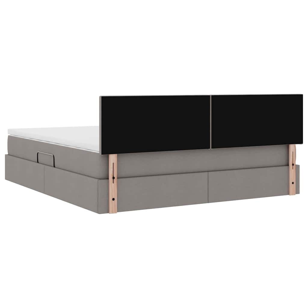vidaXL Bett mit Stauraum und LED mit Matratze Taupe 160 x 200 cm Stoff